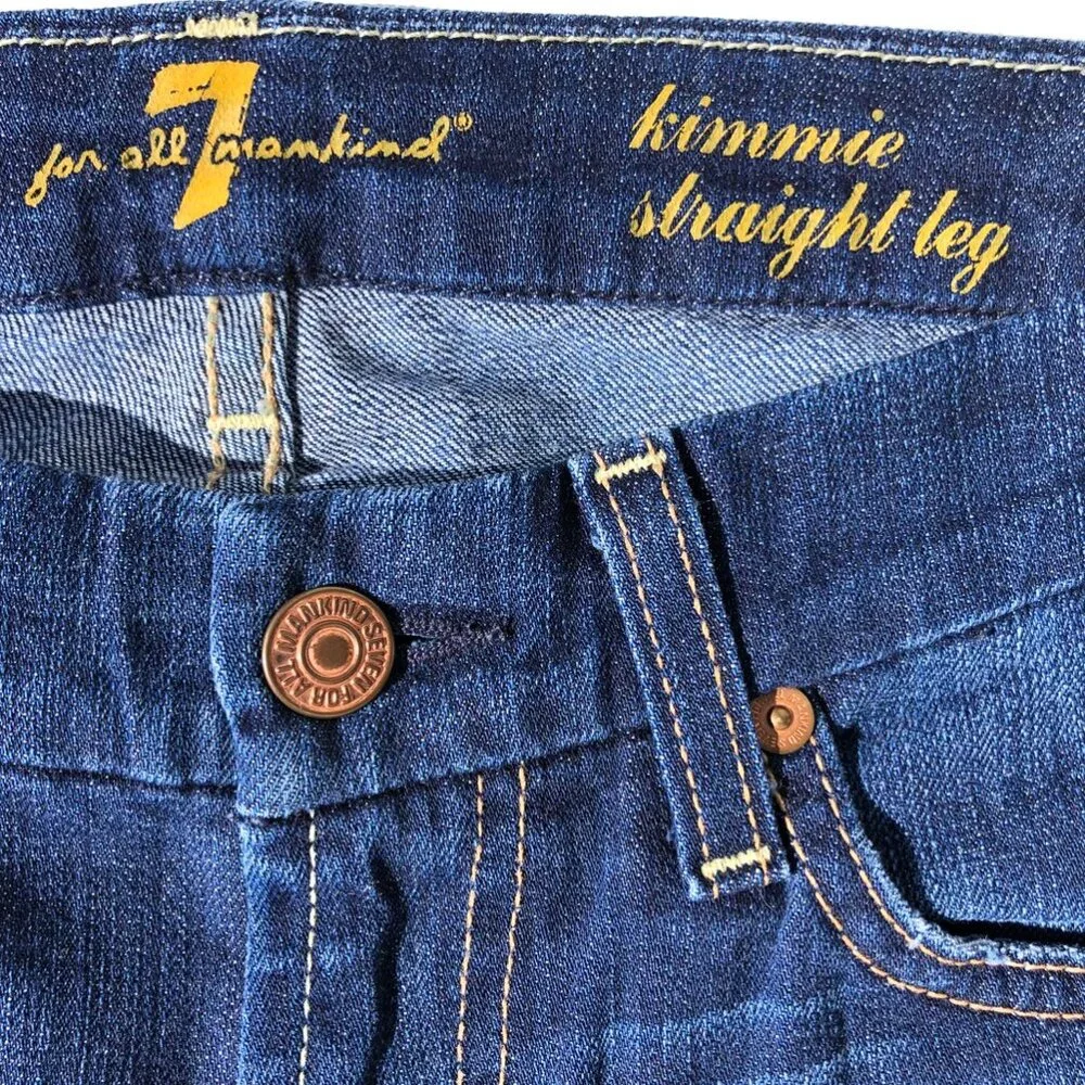 7 for All Mankind Jeans Women's Size 27 34 Blue Kimmie Straight Leg Dark Wash